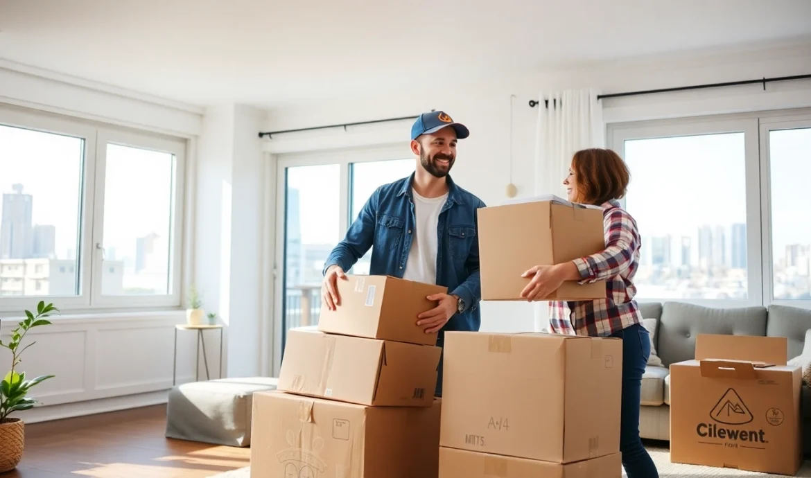 Reliable moving help Calgary provided by friendly professionals assisting clients in a modern home for stress-free relocation.