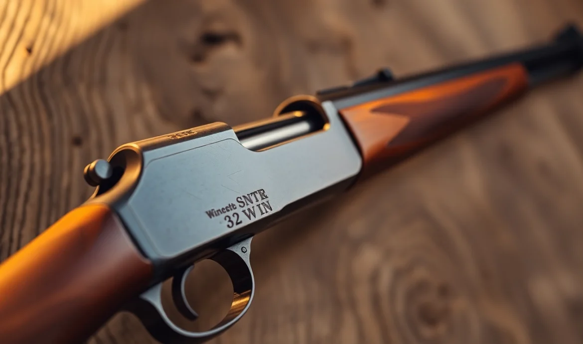 Authentic 32WIN cartridge and lever-action rifle ready for hunting or display, emphasizing precision craftsmanship and timeless design.