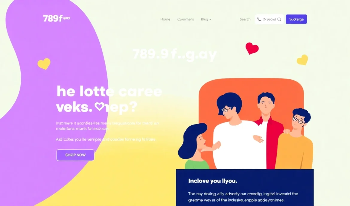 Homepage design for https://789f.gay showcasing vibrant colors and inclusive symbolism to attract LGBTQ+ community users.