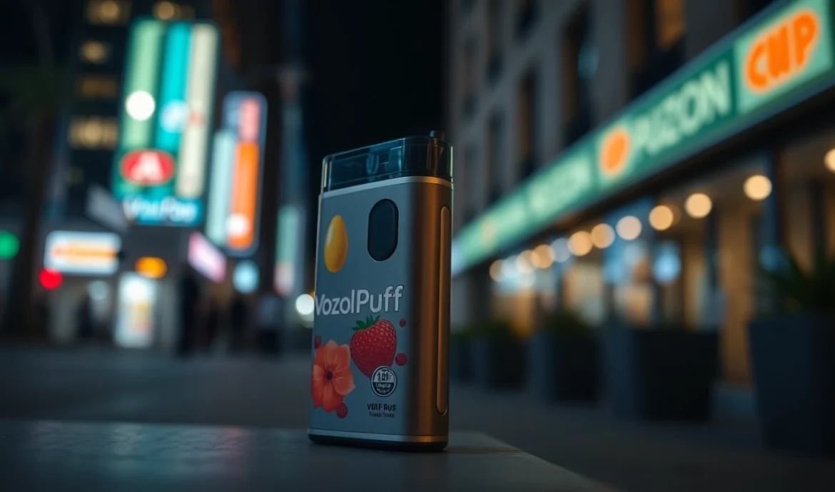 Vozol puff disposable vape device with colorful design in use, highlighting its high puff capacity and sleek appearance for modern vapers.