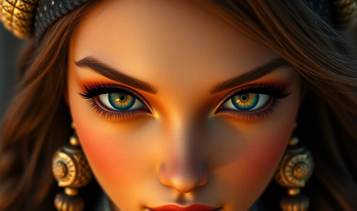 High-quality nsfw ai generated portrait of a realistic virtual influencer with captivating gaze and detailed features, optimized for accessibility.