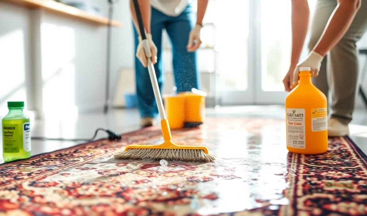 Expert team performs Lavaggio tappeto Milano with eco-friendly cleaning techniques, ensuring