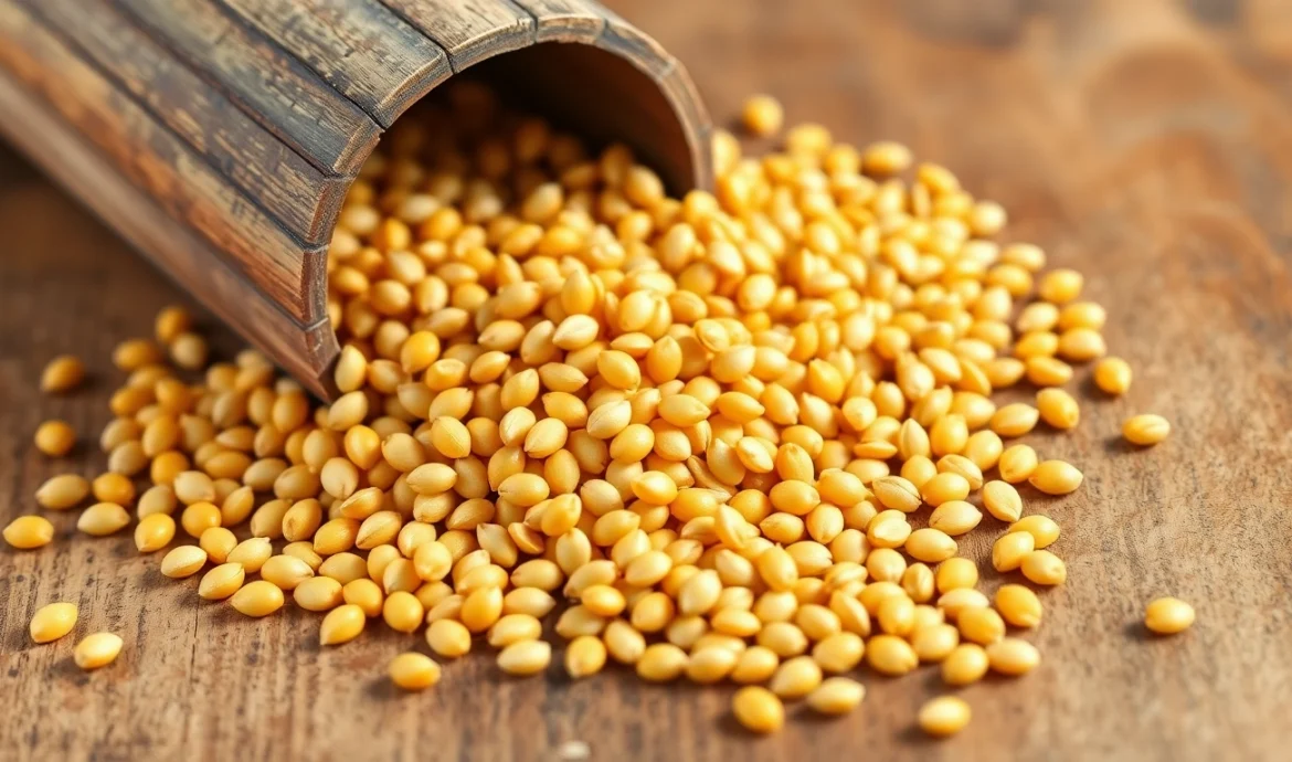 Safflower Seeds displayed in a rustic scoop highlighting their golden color and fresh quality